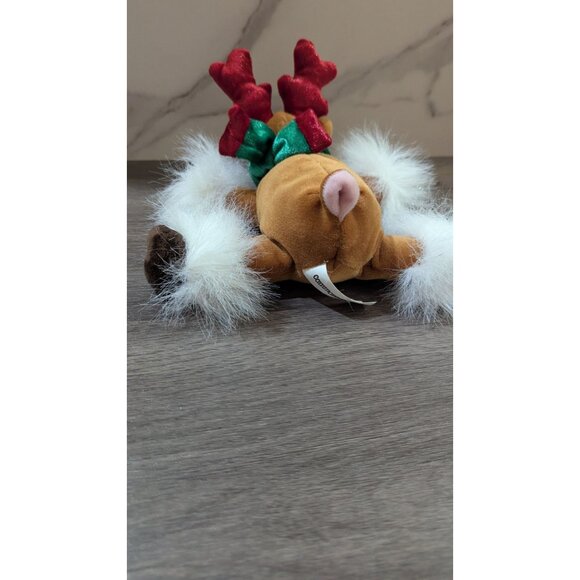 Commonwealth Plush Reindeer Toy With Red Antlers & Green Bow 6"  2005 - Picture 4 of 8